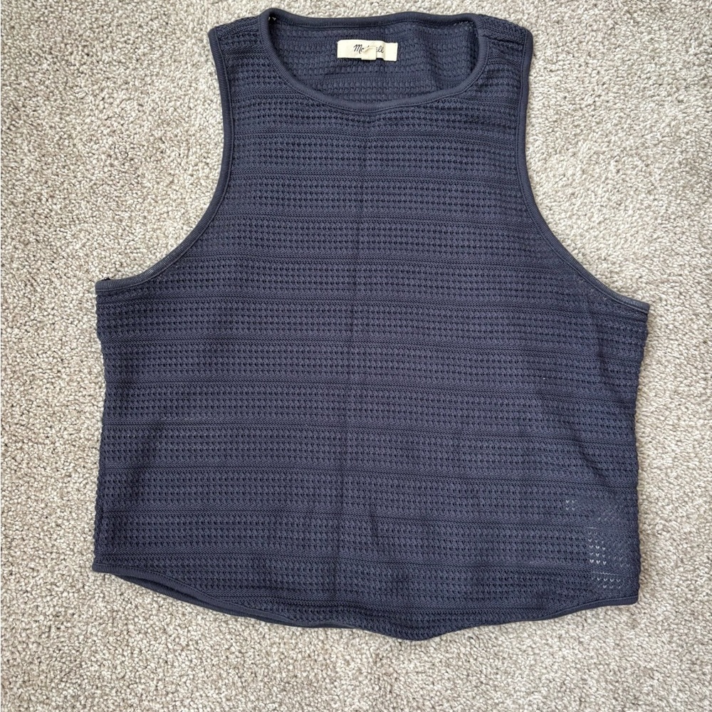 Madewell Dark Blue Textured Knit Top